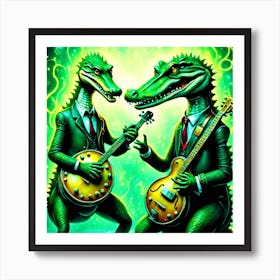 Alligators And Guitars Art Print