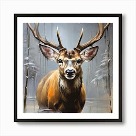 Deer In The Woods 1 Art Print