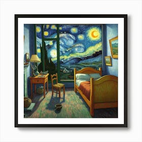 Van Gogh Painted A Bedroom With A View Of Martian Landscapes 3 Art Print