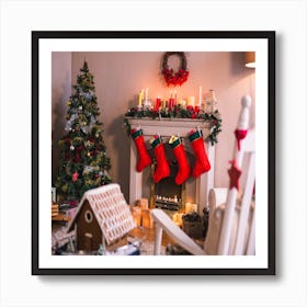 Christmas Decorations In The Living Room Art Print