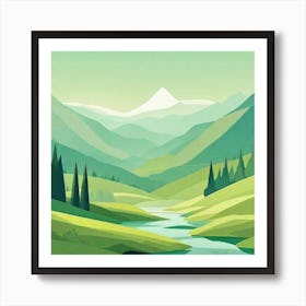 Misty mountains background in green tone 148 Art Print