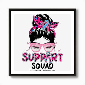 Support Squad Messy Bun Butterfly Blue Pink Ribbon Clubfoot Art Print