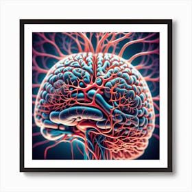 Human Brain With Blood Vessels 24 Art Print
