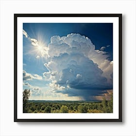 Cumulus Clouds Towering High Creating An Overcast Day In A Natural Outdoor Landscape Cumulus Clou (3) 1 Art Print