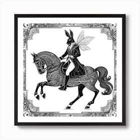 Fairy Rabbit On A Horse Art Print