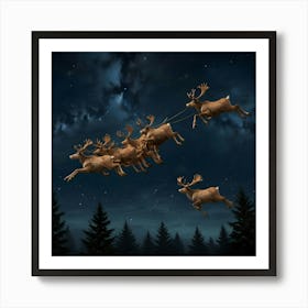Santa Claus Flying Art Print