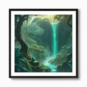 Waterfall In The Jungle 7 Art Print