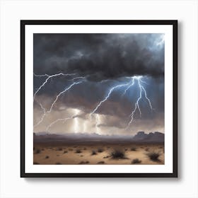 Lightning In The Desert 1 Art Print