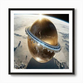 Spaceship Orbiting Earth Art Print