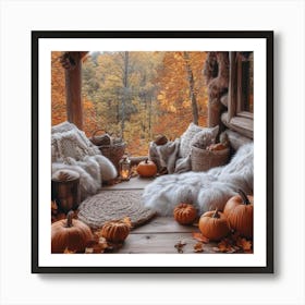 Front porch fall Art Print