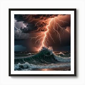 Lightning Storm Over The Ocean 2 Art Print