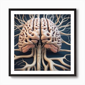 Human Brain With Nerves 1 Art Print