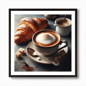 Coffee And Croissants 1 Art Print