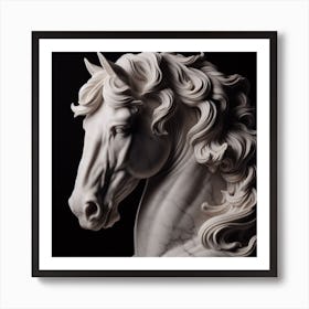 White Marble Horse Art Print