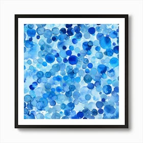 Blue Watercolor Splashes 2 Art Print