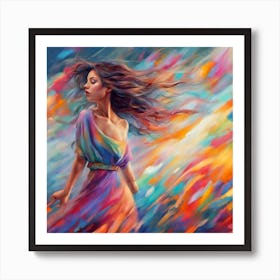 Woman In A Colorful Dress Art Print