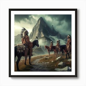 Native American Indians At The Base Of The Rockies 4 Art Print