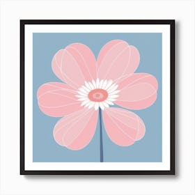 A White And Pink Flower In Minimalist Style Square Composition 352 Art Print