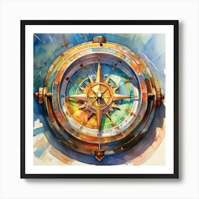 Watercolor Compass Art Print