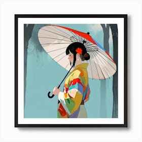 Japanese girl with umbrella 4 Art Print