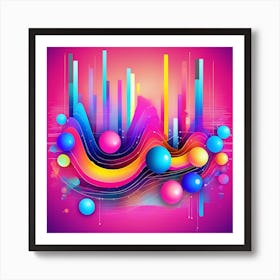 Abstract Background With Colorful Spheres Art Print