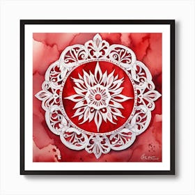 Red And White Flower Art Print