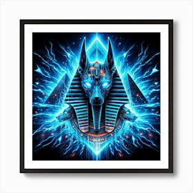 Neon Anubis, Egyptian Art Print