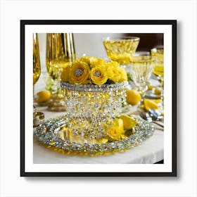 Glassware Set Up On Top Of A White Table Mixed Wit (11) Art Print