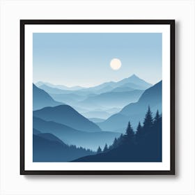 Misty mountains background in blue tone 28 Art Print