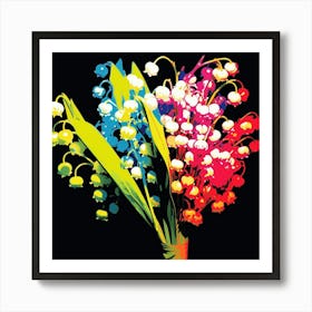 Andy Warhol Style Pop Art Flowers Lily Of The Valley 4 Square Art Print