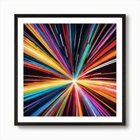 Abstract Rainbow Light Burst Art Print