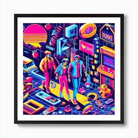 Pixel Art, Pixel Art, Pixel Art, Pixel Art, Pixel Art Art Print