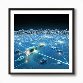 A Digital Render Of An Intricate Network Of Vectors Representing The Thoroughfare Of Transportation (1) Art Print