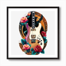 Electric Guitar With Roses 6 Art Print