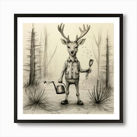 Deer In The Woods 142 Art Print