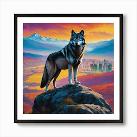 Wolf on a hill Art Print