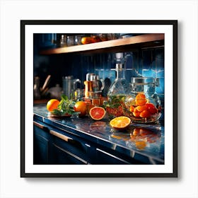 Watercolor Modern Kitchen Studio Photography Complex Details High Detail Art Print