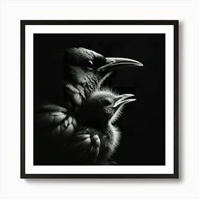 Crow And Chick Art Print
