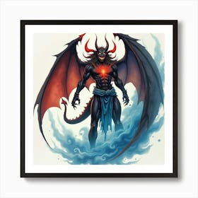 Demon With Watercolor Dark Energy Vortex 1 Art Print