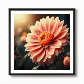 Pink Dahlia Flower Art Print