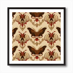 Pheasant Pattern Wallpaper Art Print