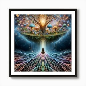 Mystical Roots, Psychedelic, Tree Of Life, Celestial Meditation Art Print