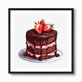 Chocolate Cake With Strawberries 10 Poster