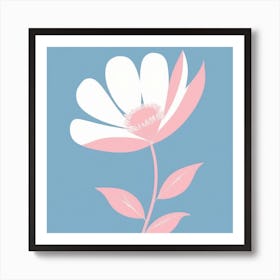 A White And Pink Flower In Minimalist Style Square Composition 649 Art Print