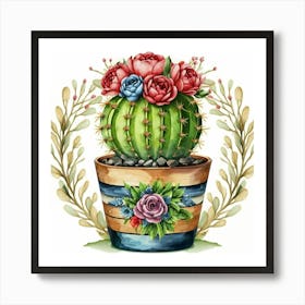 Cactus In A Pot Art Print