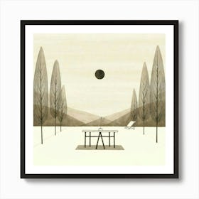 Table In The Snow Art Print