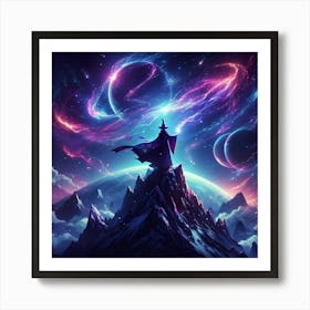 Wizard On Top Of A Mountain Art Print