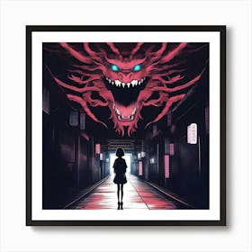 Girl In A Hallway Art Print