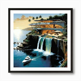 Waterfall House 1 Art Print