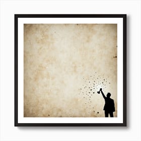 Silhouette Of A Man Throwing Confetti Art Print